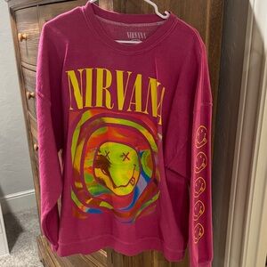 NIRVANA Vibrant Pink Sweatshirt with Graphic Design